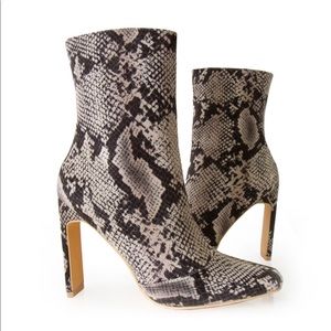 Snake high heel booties